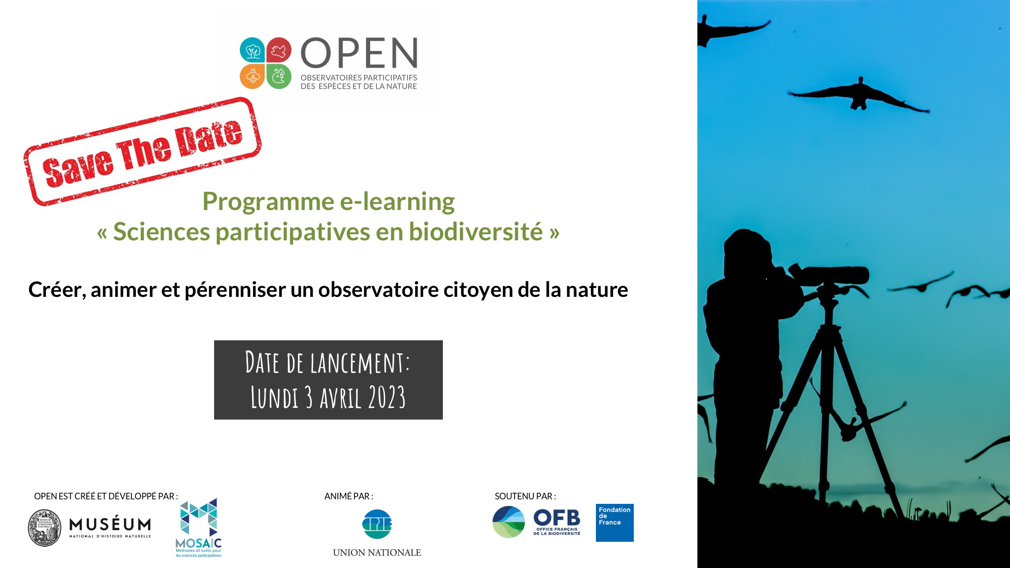 Save the date ! E-learning « Sciences Participatives en Biodiversité »